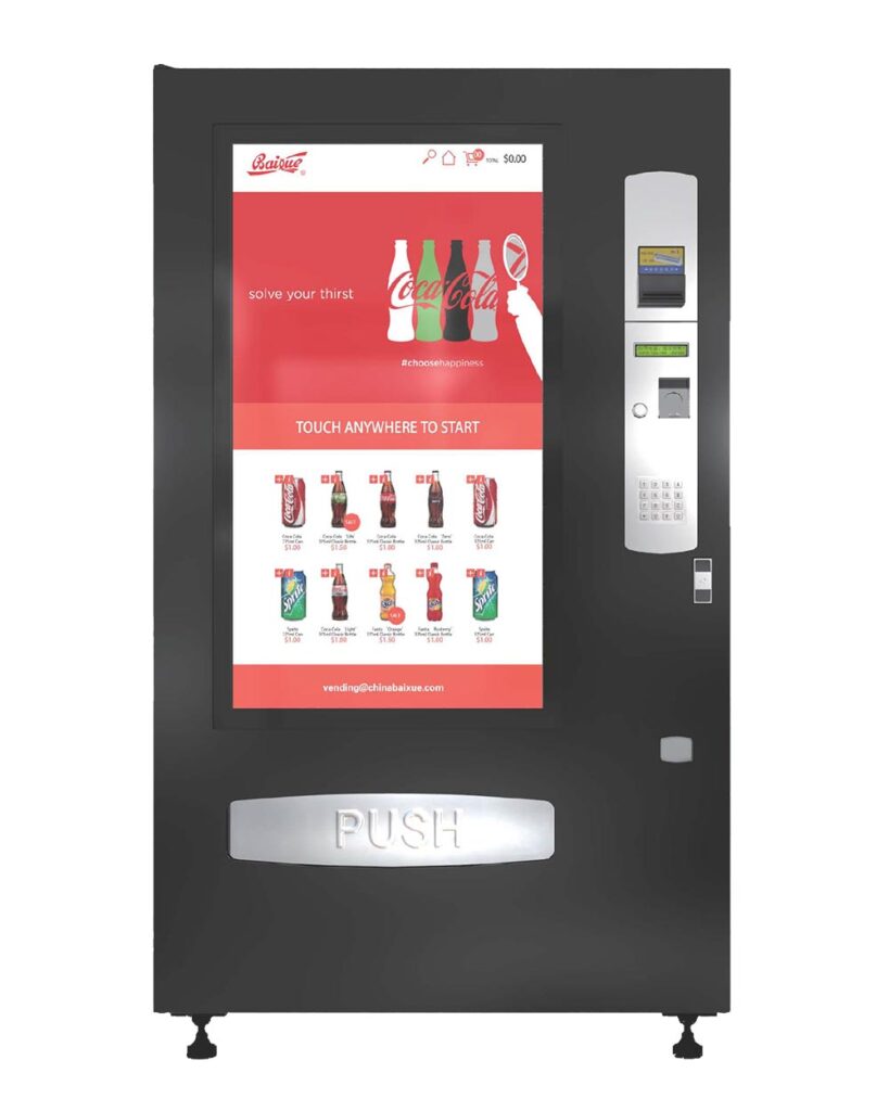 New full touchscreen combo vending machine with a 21 inch screen across the front