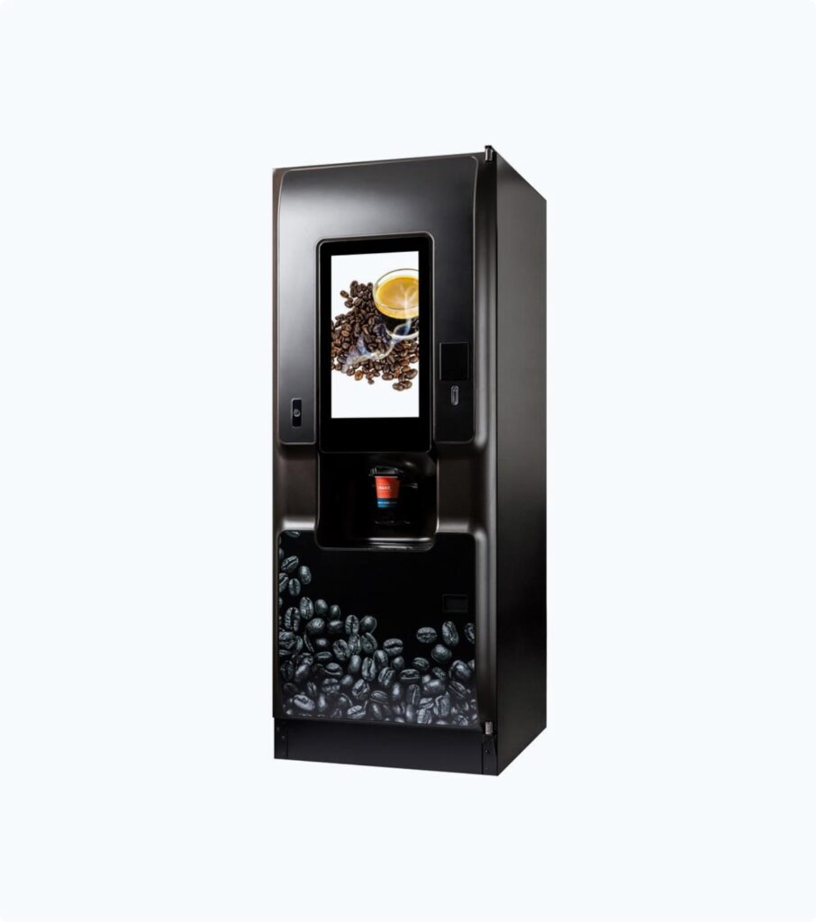 New bean-to-cup coffee vending machine with a touchscreen for a workplace