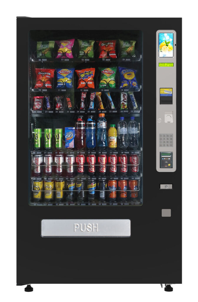 New five-wide Plus combo vending machine for snacks and chilled drinks