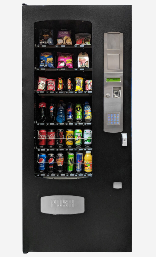 New three-wide combo vending machine for snacks and chilled drinks