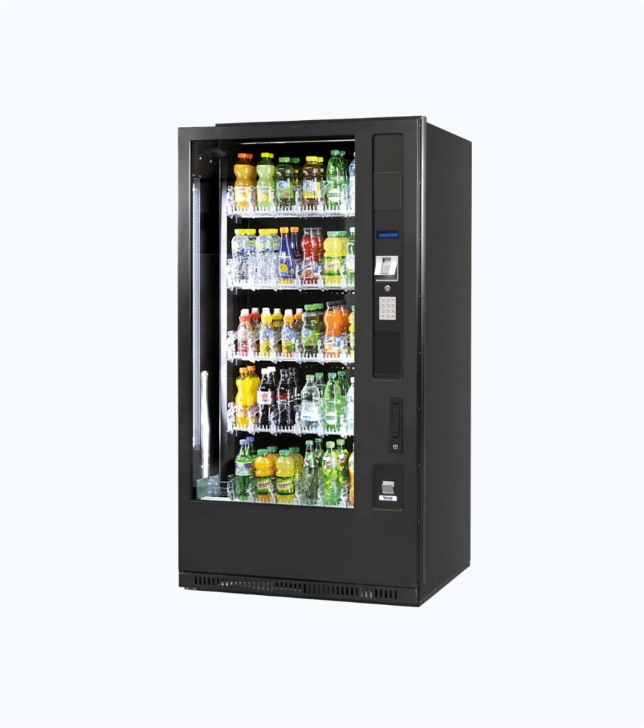 New chilled drink vending machine with a lift delivery system for tetras and fragile items