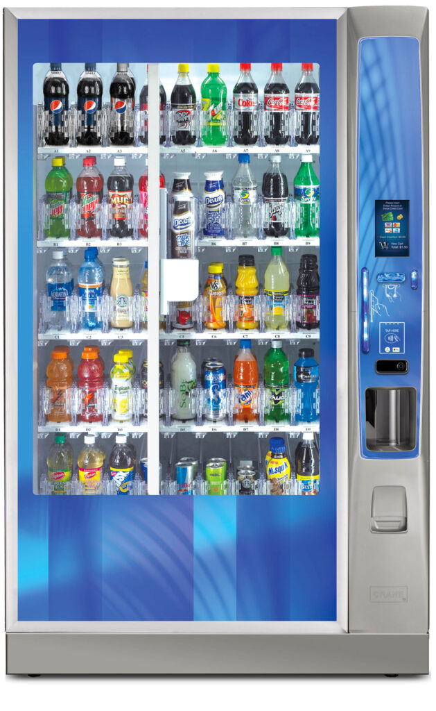 New nine-wide glass-front chilled drink vending machine