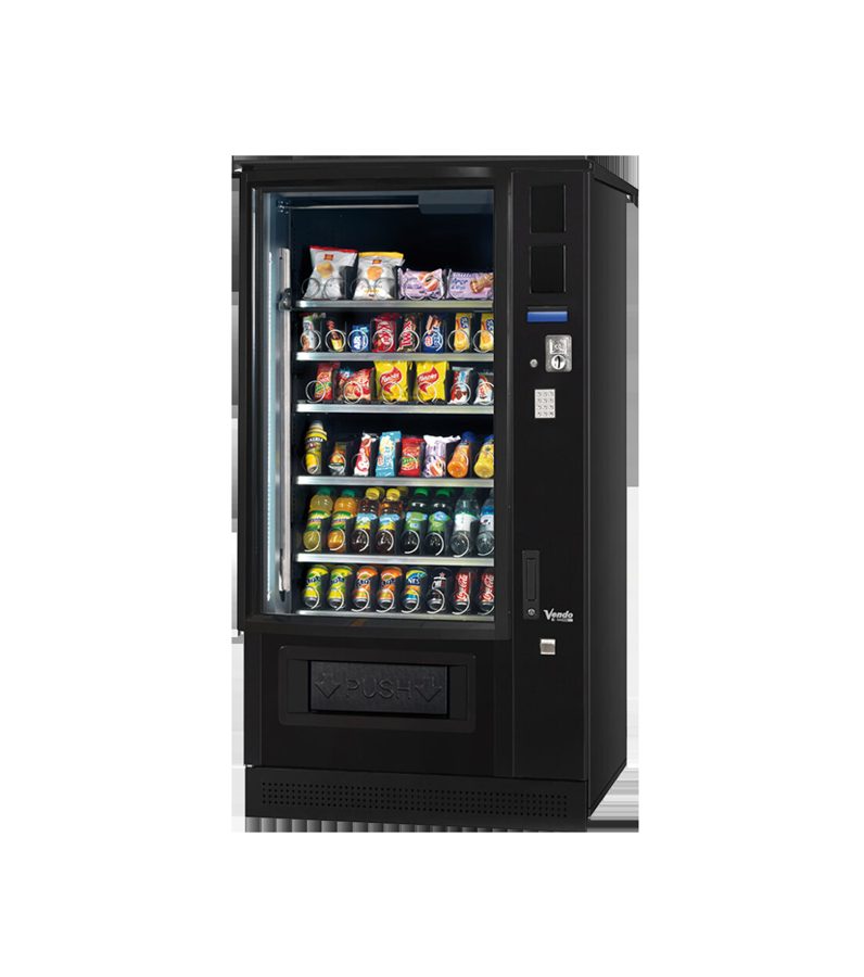 Outdoor-rated snack and combo vending machine for exposed sites
