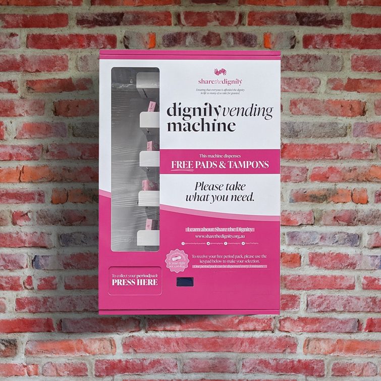 Wall-mounted amenities vending machine for washrooms and staff facilities
