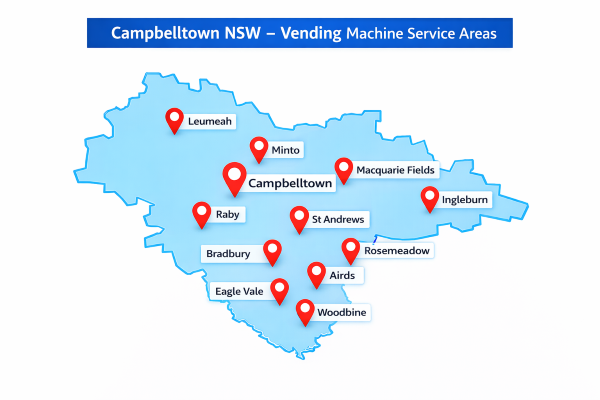 Map - Campbelltown Vending Machines - Service Areas