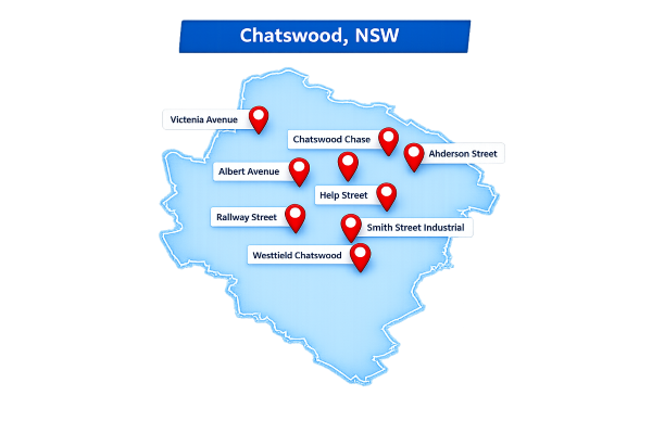 Map - Chatswood Vending Machines - Service Areas