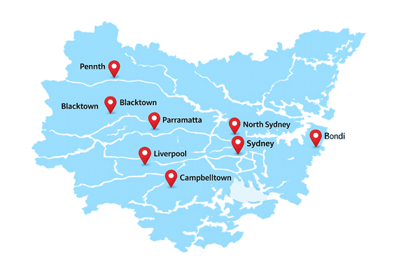 Map - Sydney Vending Machines - Service Areas