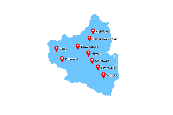 Map - Toowoomba Vending Machines - Service Areas