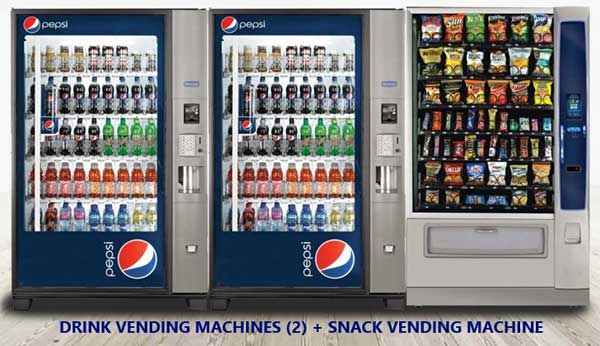 New Drink Vending Machines 2 and New Snack Vending Machine sited