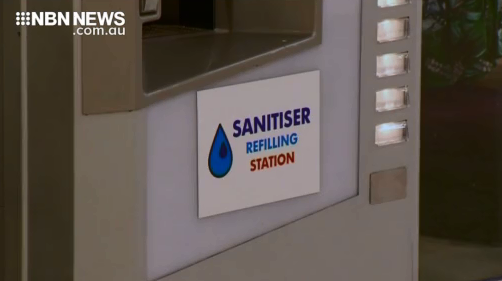 sanitiser refill station - as seen on NBN News