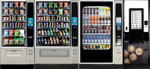 Used Vending Machines - 4 inline - snack combo drinks coffee Used Vending Machines - 4 inline - snack combo drinks coffee