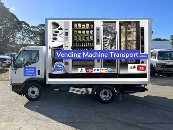 Vending Machine Transport Pantech truck with tailgate loader to transport Vending machines