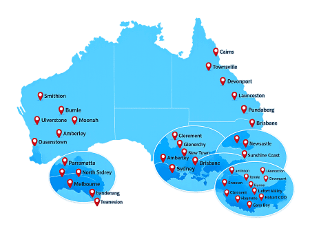 Vending Machines Australia - vending services Australia map