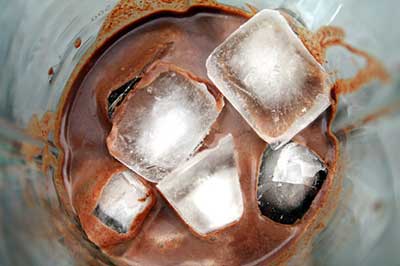 iced chocolate drink from chocolate vending machine